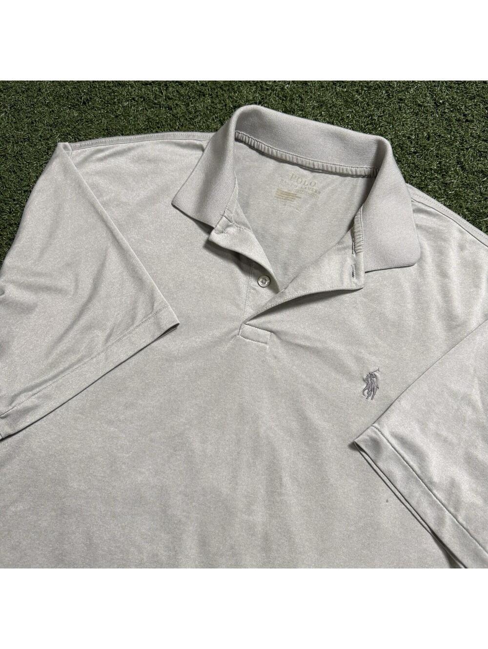 Polo Ralph Lauren Performance Polo Shirt Gray Pony Golf Mens XL Strength Preppy